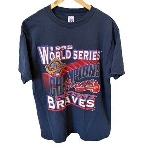 Vintage 90's LOGO 7 Atlanta Braves World Series Tee Shirt 1995 Men's Size Large